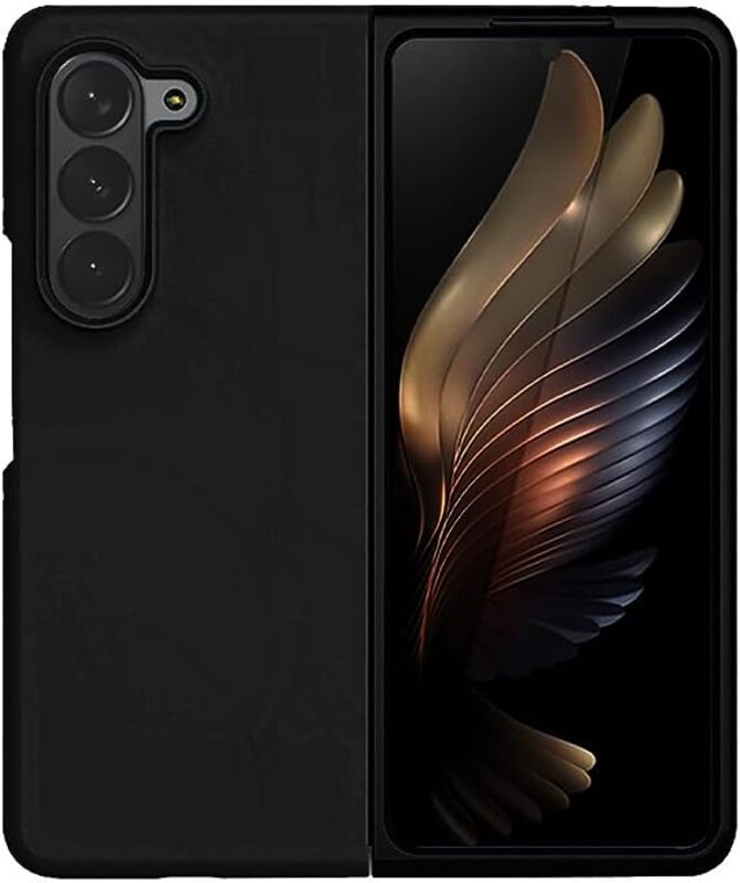 MARGOUN Compatible with Samsung Galaxy Z Fold 5 Case Silicone Skin-Friendly Design Slim Soft Edge Hard Back Shookproof Protection Folding Anti-Drop Cover SHD (black)